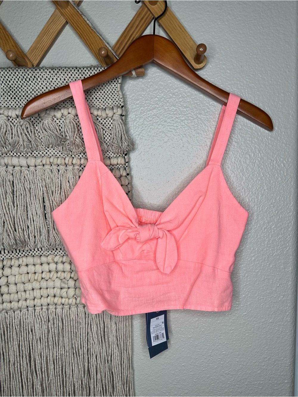 Neon Orange/Pink Tie-Front Crop Tank Top